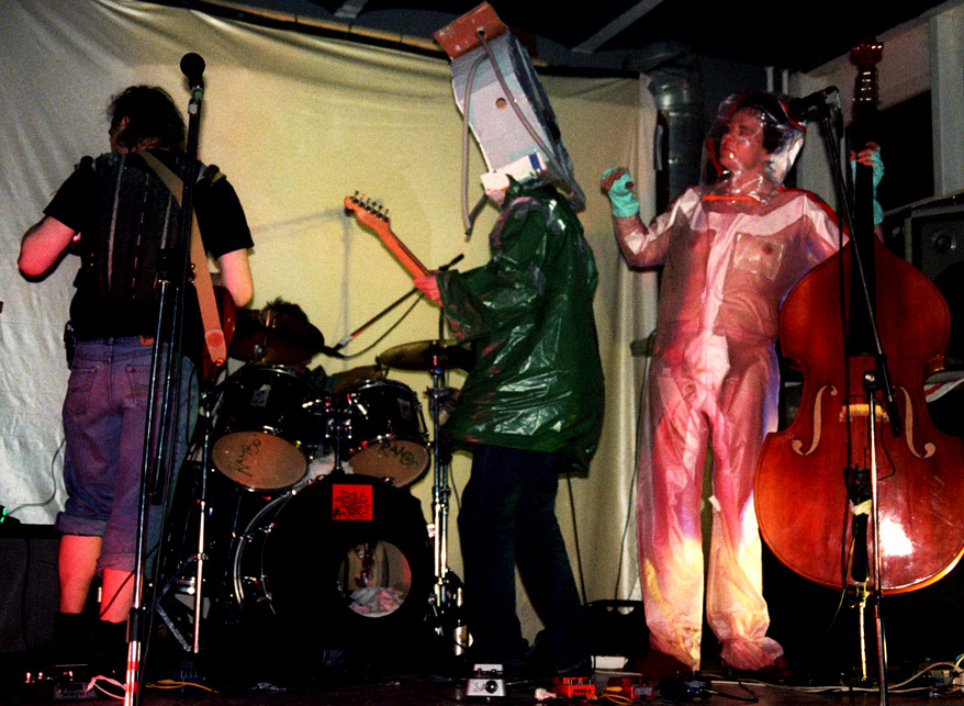 a band in trash bags
